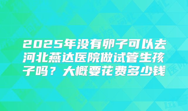2025年没有卵子可以去河北燕达医院做试管生孩子吗?大概要花费多少钱
