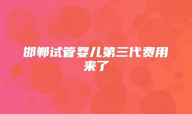 邯郸试管婴儿第三代费用来了