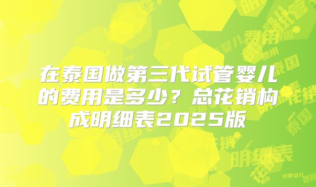 在泰国做第三代试管婴儿的费用是多少?总花销构成明细表2025版