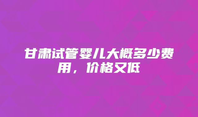 甘肃试管婴儿大概多少费用,价格又低