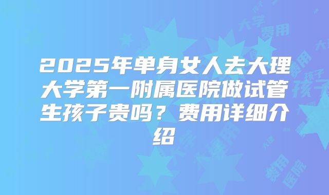 2025年单身女人去大理大学第一附属医院做试管生孩子贵吗？费用详细介绍