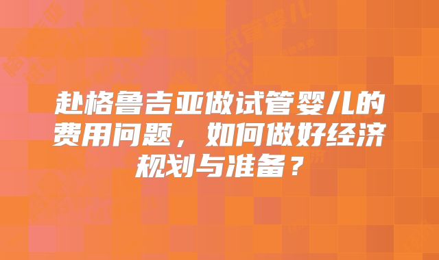 赴格鲁吉亚做试管婴儿的费用问题，如何做好经济规划与准备？