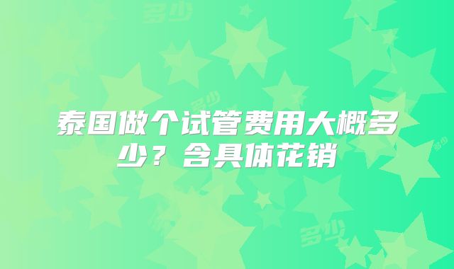 泰国做个试管费用大概多少？含具体花销
