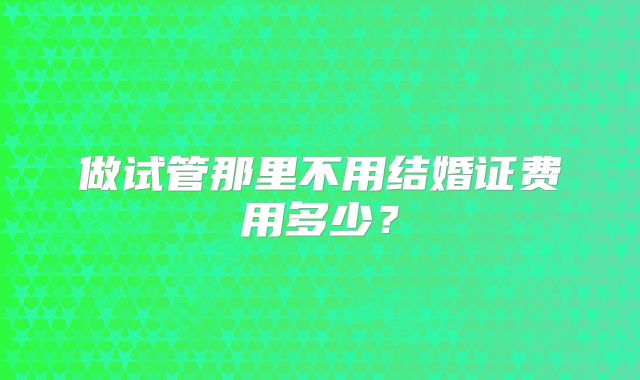 做试管那里不用结婚证费用多少？