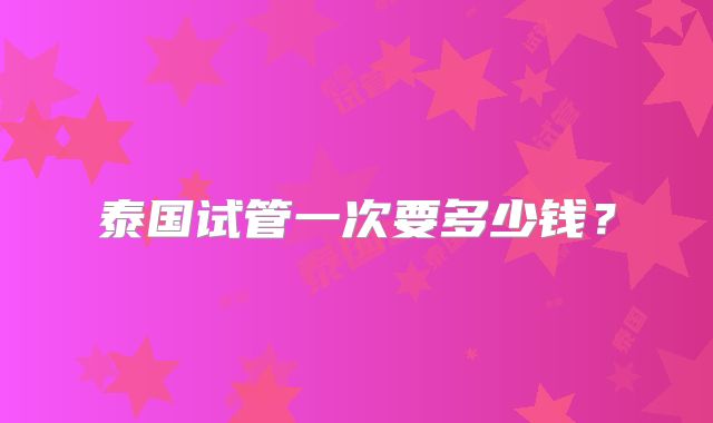 泰国试管一次要多少钱？