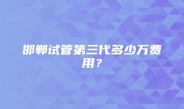 邯郸试管第三代多少万费用？