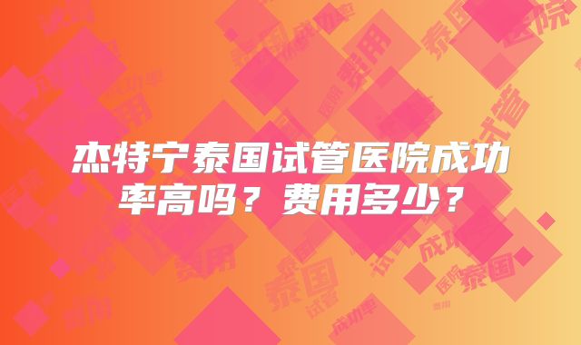 杰特宁泰国试管医院成功率高吗？费用多少？