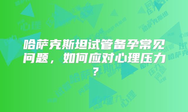 哈萨克斯坦试管备孕常见问题，如何应对心理压力？
