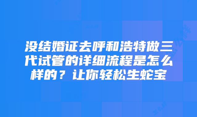 没结婚证去呼和浩特做三代试管的详细流程是怎么样的？让你轻松生蛇宝