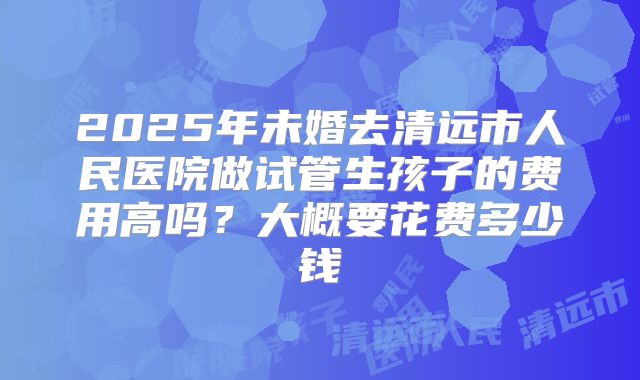 2025年未婚去清远市人民医院做试管生孩子的费用高吗？大概要花费多少钱