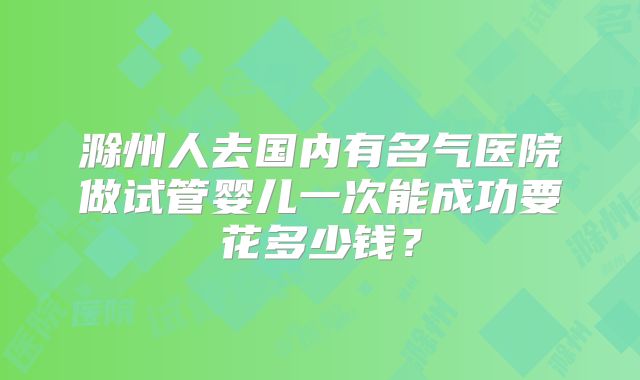 滁州人去国内有名气医院做试管婴儿一次能成功要花多少钱？