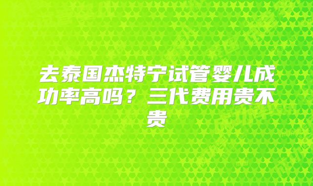 去泰国杰特宁试管婴儿成功率高吗?三代费用贵不贵