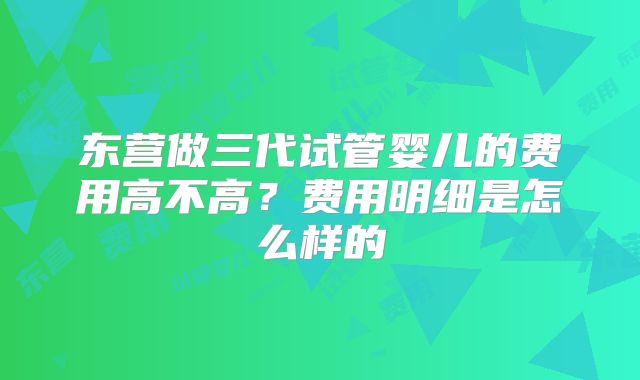 东营做三代试管婴儿的费用高不高？费用明细是怎么样的