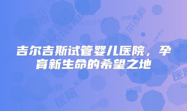 吉尔吉斯试管婴儿医院，孕育新生命的希望之地