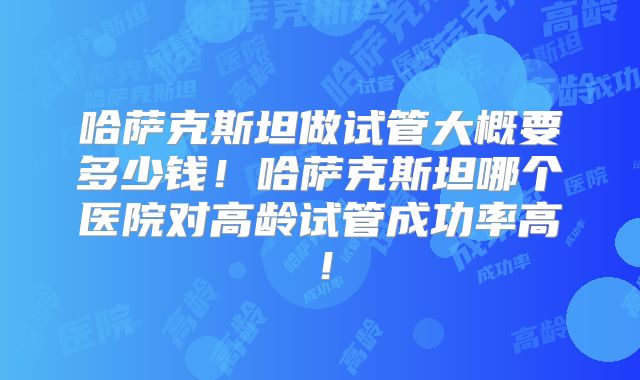 哈萨克斯坦做试管大概要多少钱！哈萨克斯坦哪个医院对高龄试管成功率高！