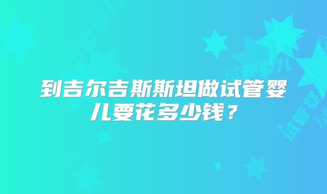 到吉尔吉斯斯坦做试管婴儿要花多少钱?