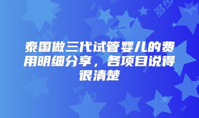 泰国做三代试管婴儿的费用明细分享，各项目说得很清楚