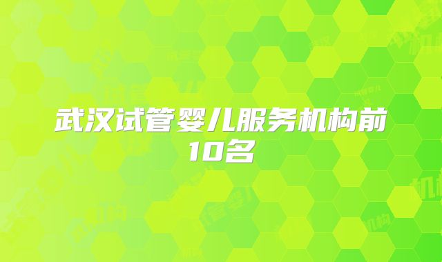 武汉试管婴儿服务机构前10名