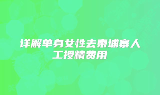 详解单身女性去柬埔寨人工授精费用