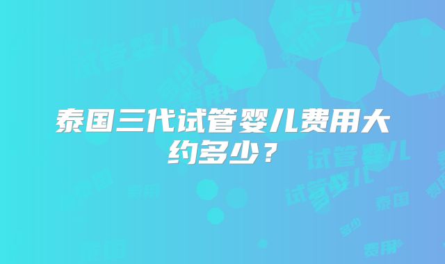 泰国三代试管婴儿费用大约多少？