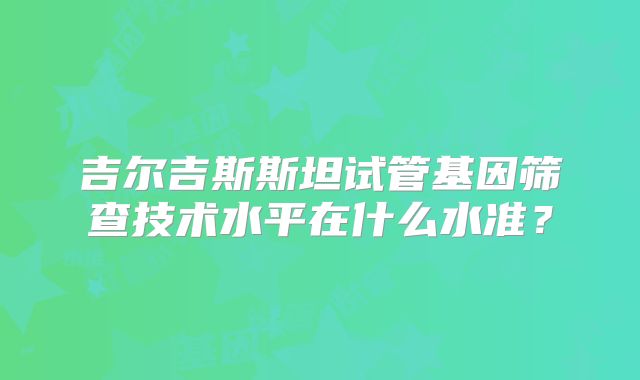 吉尔吉斯斯坦试管基因筛查技术水平在什么水准?