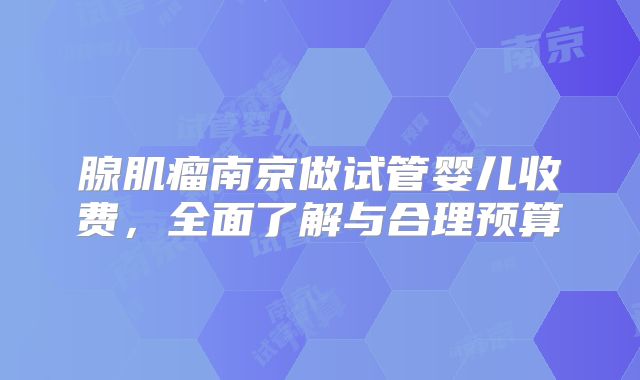 腺肌瘤南京做试管婴儿收费，全面了解与合理预算