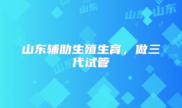 山东辅助生殖生育，做三代试管