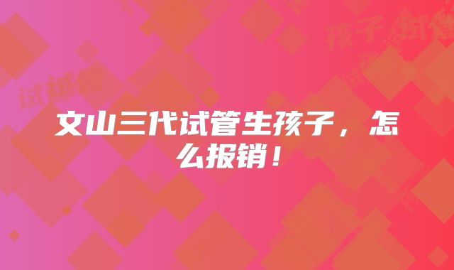 文山三代试管生孩子，怎么报销！