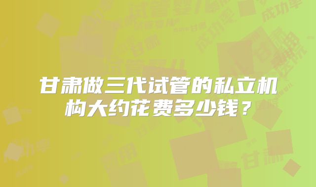 甘肃做三代试管的私立机构大约花费多少钱？