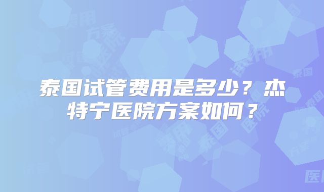 泰国试管费用是多少?杰特宁医院方案如何?