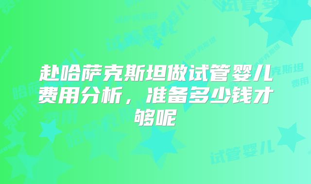 赴哈萨克斯坦做试管婴儿费用分析，准备多少钱才够呢