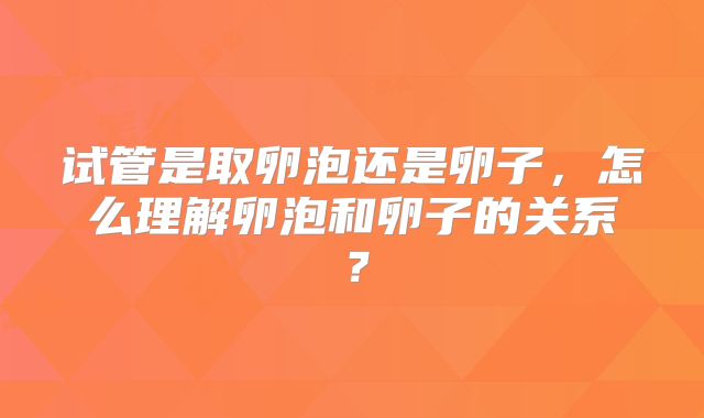 试管是取卵泡还是卵子,怎么理解卵泡和卵子的关系?