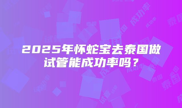 2025年怀蛇宝去泰国做试管能成功率吗?