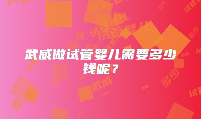武威做试管婴儿需要多少钱呢?
