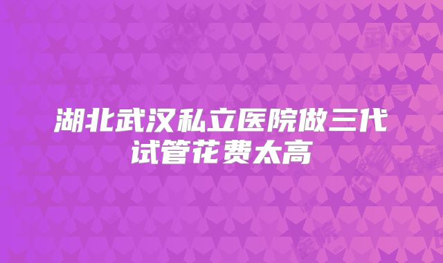 湖北武汉私立医院做三代试管花费太高