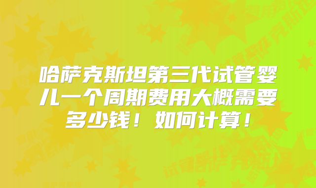 哈萨克斯坦第三代试管婴儿一个周期费用大概需要多少钱!如何计算!