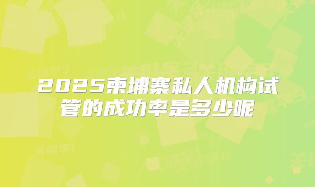 2025柬埔寨私人机构试管的成功率是多少呢