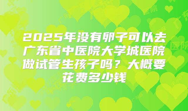 2025年没有卵子可以去广东省中医院大学城医院做试管生孩子吗?大概要花费多少钱