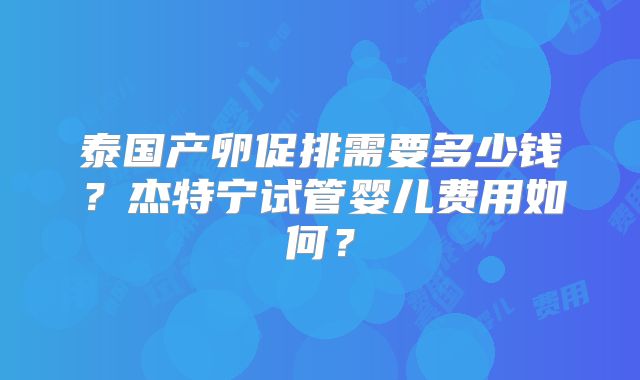 泰国产卵促排需要多少钱？杰特宁试管婴儿费用如何？