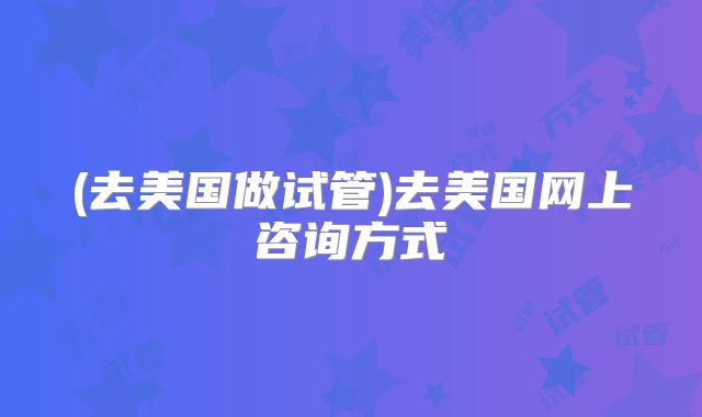 (去美国做试管)去美国网上咨询方式