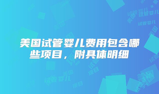 美国试管婴儿费用包含哪些项目，附具体明细