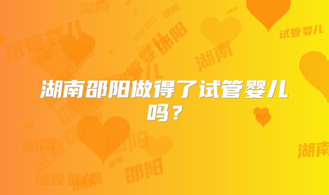 湖南邵阳做得了试管婴儿吗？
