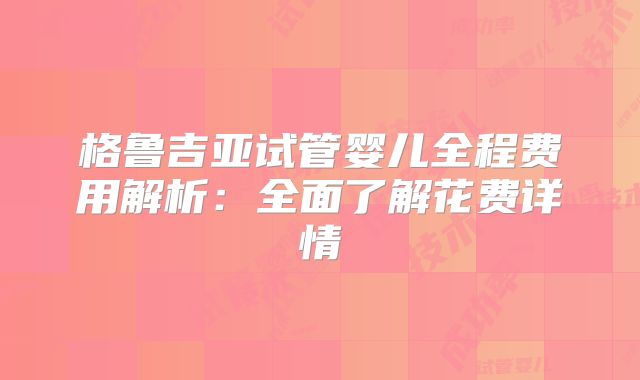 格鲁吉亚试管婴儿全程费用解析：全面了解花费详情