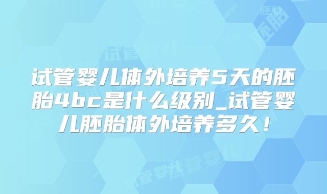 试管婴儿体外培养5天的胚胎4bc是什么级别_试管婴儿胚胎体外培养多久！