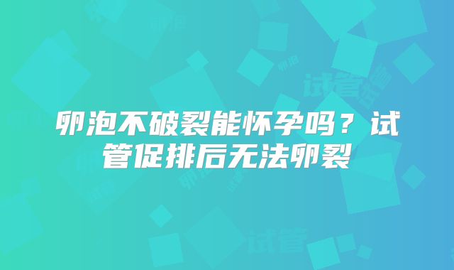 卵泡不破裂能怀孕吗？试管促排后无法卵裂