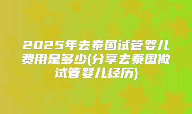 2025年去泰国试管婴儿费用是多少(分享去泰国做试管婴儿经历)