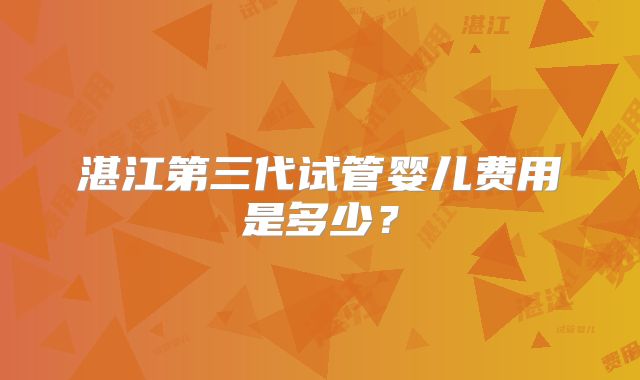 湛江第三代试管婴儿费用是多少？