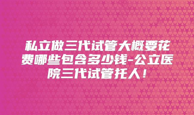 私立做三代试管大概要花费哪些包含多少钱-公立医院三代试管托人！