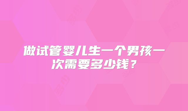 做试管婴儿生一个男孩一次需要多少钱？