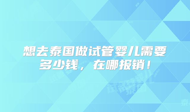 想去泰国做试管婴儿需要多少钱，在哪报销！